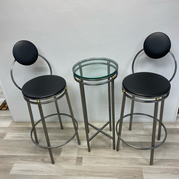 Silver-Black Metal Bistro Table Set