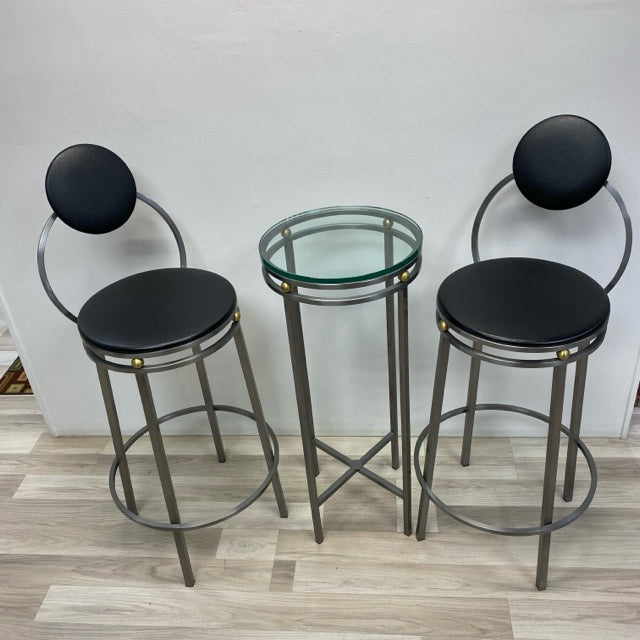 Silver-Black Metal Bistro Table Set