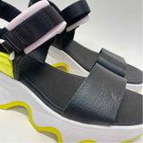 Sorel Size 7.5 Women's Black-White Color Block Strappy Sandals