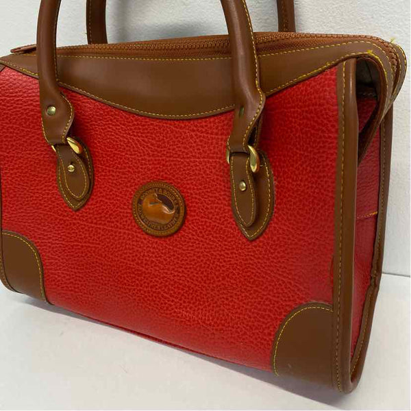 Dooney & Bourke Red-Brown Leather Colorblock Satchel Handbag