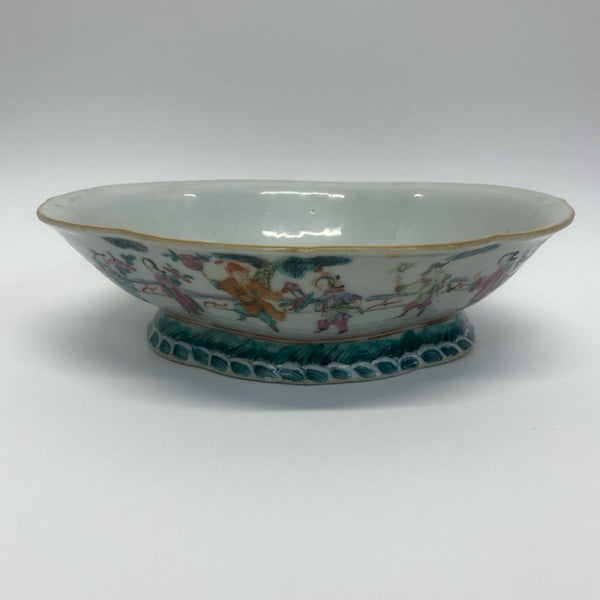 White-Multicolor Ceramic Chinese  Bowl