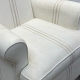 Pottery Barn Wing White-Tan Fabric Stripe Chair