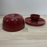 Longaberger Pottery Paprika Ceramic Covered Cave Relish Tray
