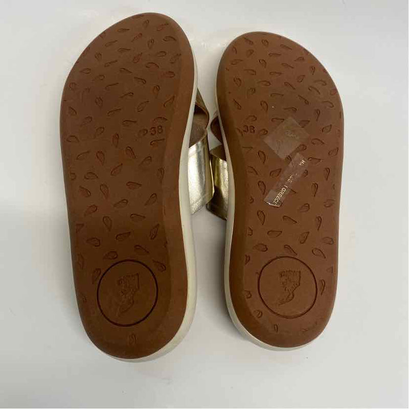 Ancient Greek Sandals Size 38-7 Women's Gold Solid Strappy Sandals