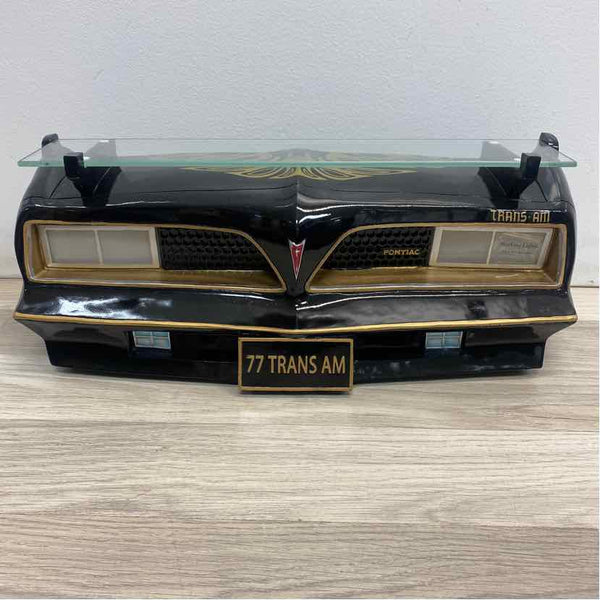 Black Pontiac Trans Am Floating Wall Glass Shelf w LED Headlights