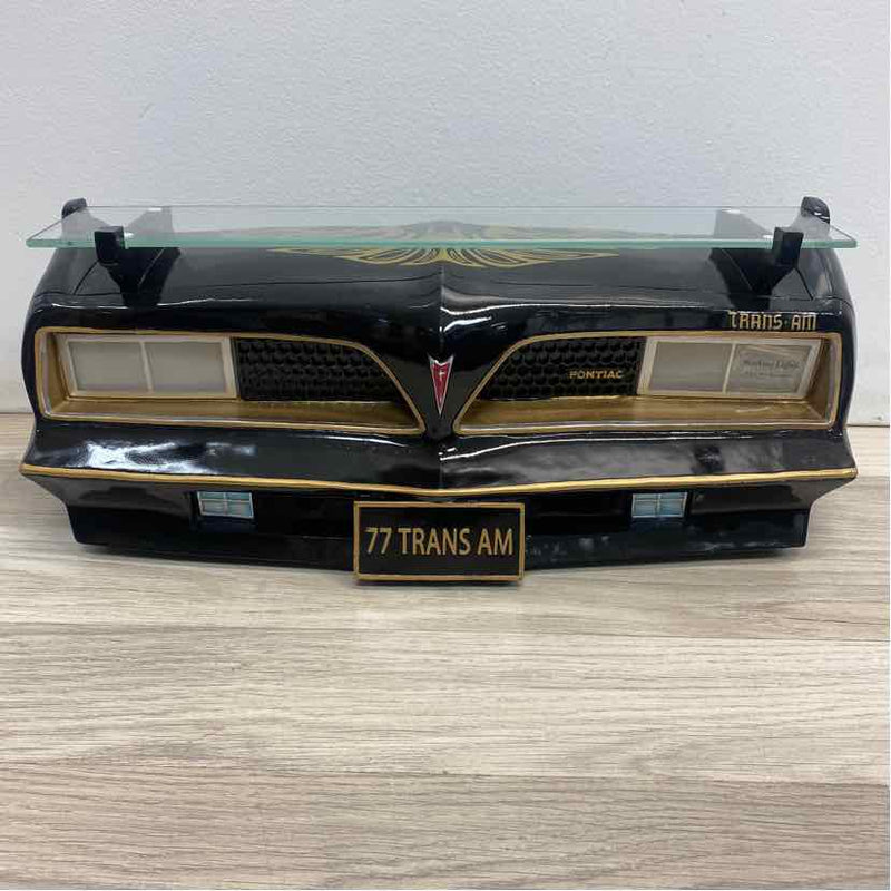 Black Pontiac Trans Am Floating Wall Glass Shelf w LED Headlights
