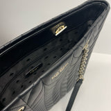 Kate Spade Black Leather Quilted Tote Handbag