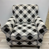 Fusion Furniture Black-White Textile Plaid Chair