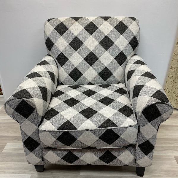 Fusion Furniture Black-White Textile Plaid Chair