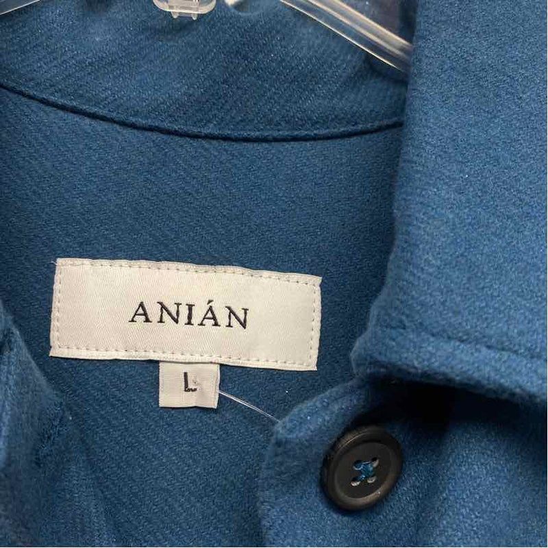Anian Women's Size L Blue Solid Button Up Jacket