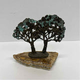 Bronze 2 tree sculpture mounted on  a natural stone base Sculpture