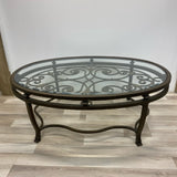 Oval Bronze Iron-Glass Coffee Table