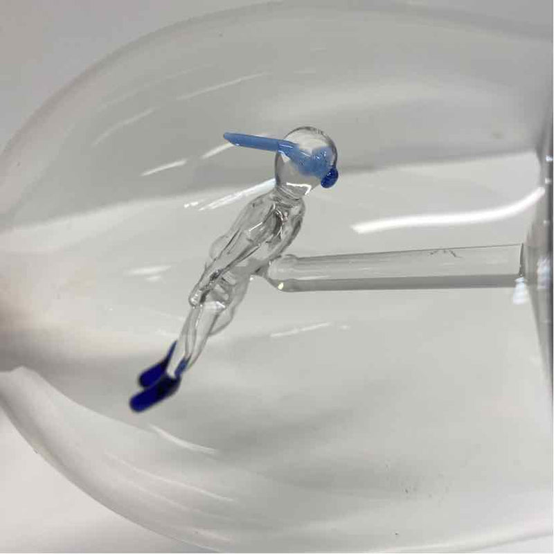 Clear Glass Bottle w "Floating" snorkeler and Cork Top