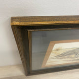 Brown Wood Framed Painting Gambel Quail by Norma J. Jepsett 1971