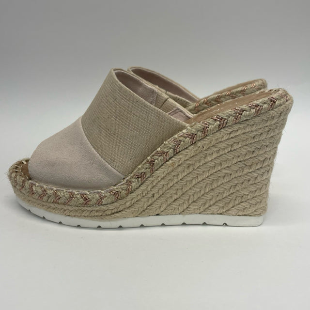 Toms Size 5 Women's Beige Color Block Wedge Shoes