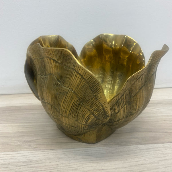 Brass Bowl Clamshell Cachepot / Planter