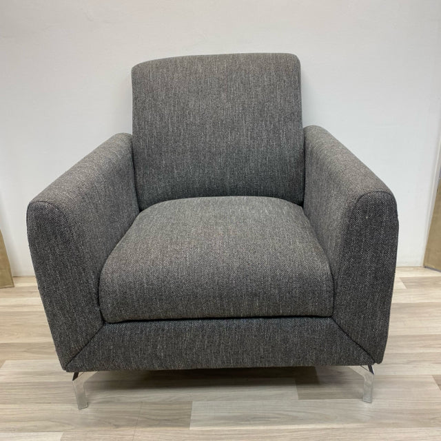 Gray Fabric Tweed Arm Chair