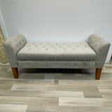 Storage Light Gray Velvet Bench