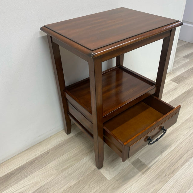 Pier 1 One Drawer Brown Wood Side Table