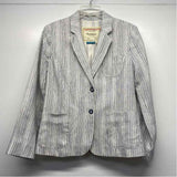 Cartonnier - Anthropologie Women's Size 4-S White-Blue Stripe Blazer Jacket