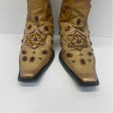 Tommy Size 6 Women's Tan-Multi Beaded Western Boots