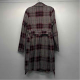 Cabi Women's Size M Burgundy-Multi Plaid Trench Coat