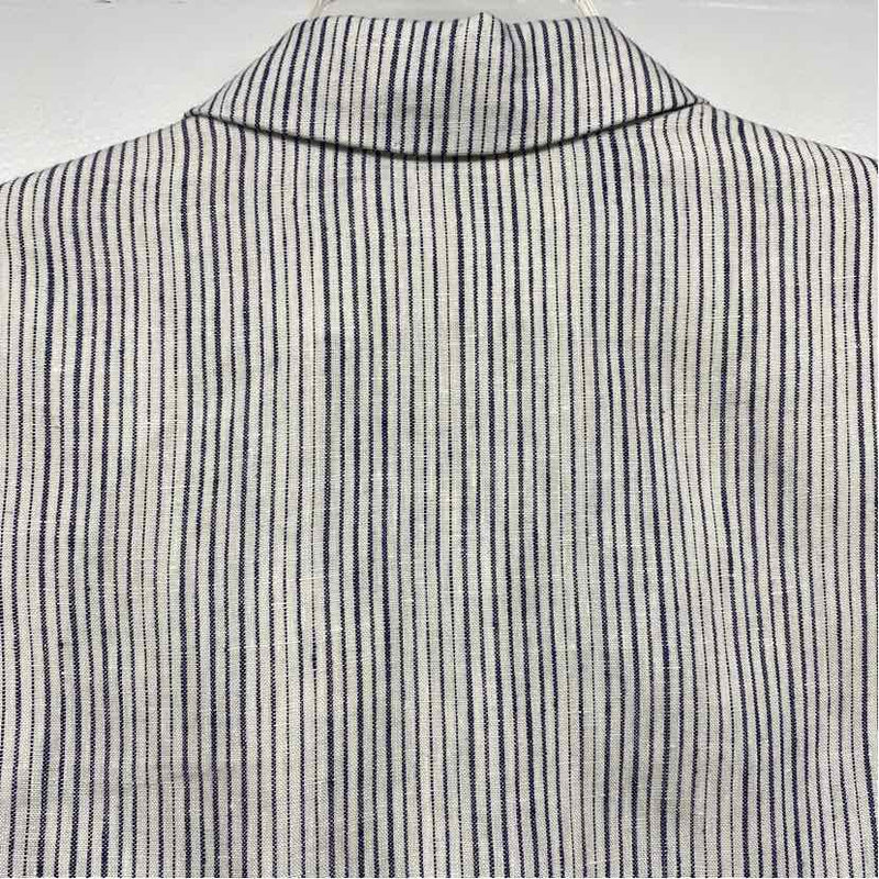 Cartonnier - Anthropologie Women's Size 4-S White-Blue Stripe Blazer Jacket