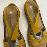 Rieker Size 39-8.5 Women's Mustard Beaded Slingback Sandals