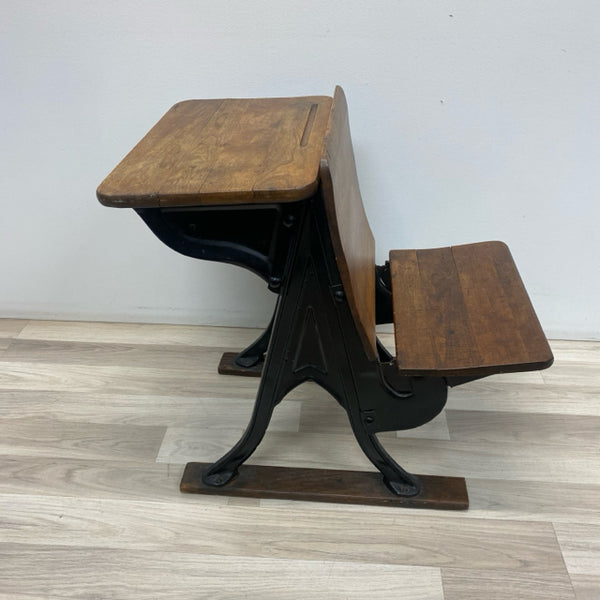 Antique Brown Wood-Iron Children's Desk