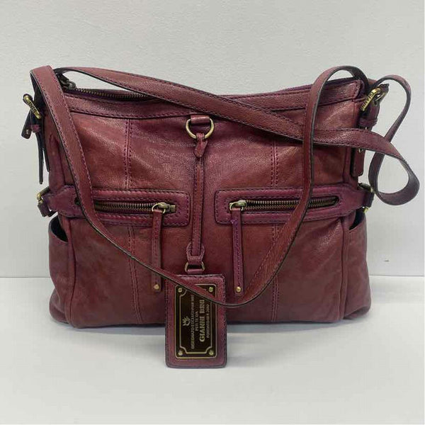 Gianni Bini Purple Distressed Leather Shoulder Handbag