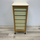Rolling Off White Cabinet with wood Frame