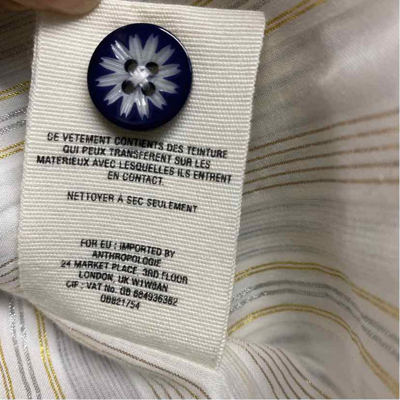 Cartonnier - Anthropologie Women's Size 4-S White-Blue Stripe Blazer Jacket