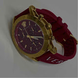 Versace Gold-Red Signature Stainless Steel Round Watch