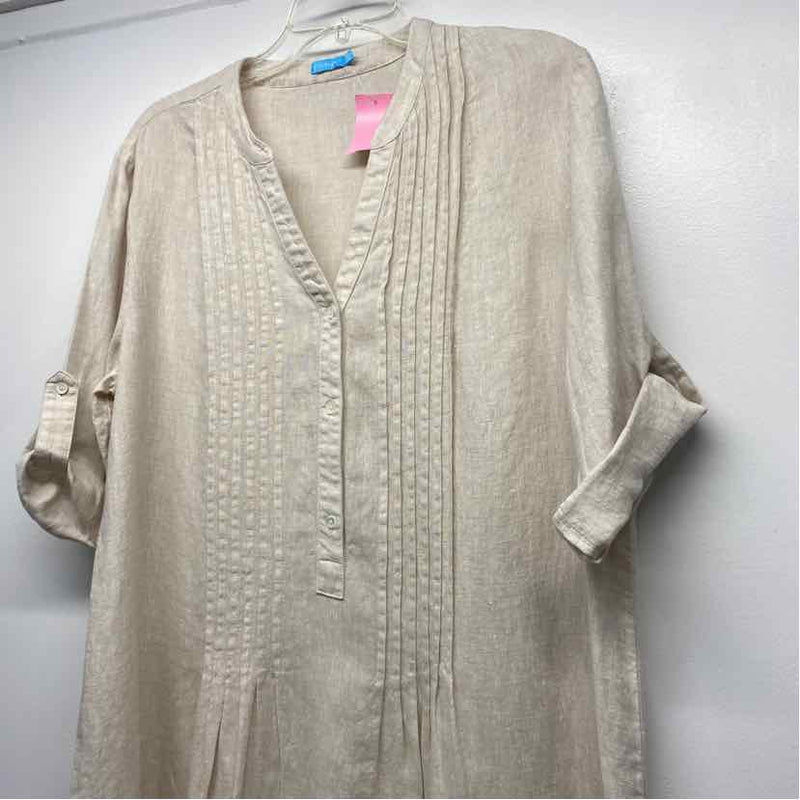 J.McLaughlin Size Xl Women's Beige Solid Shirt Dress