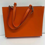 Made in Italy Orange Document Organizer Handbag