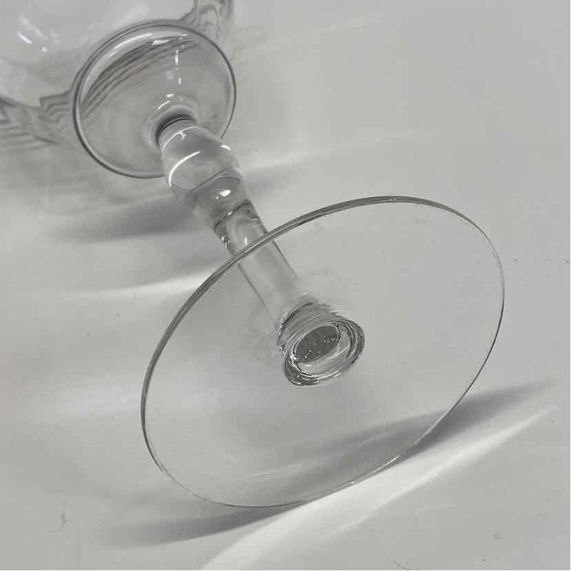 Silver Band Stemmed Bell Shaped Wine Glasses - Set of 7