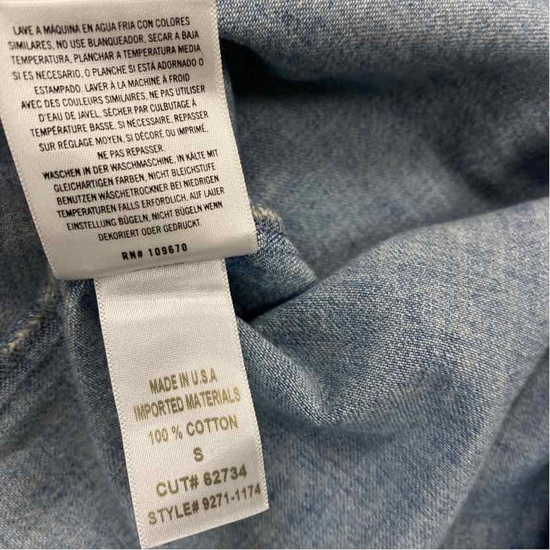 Citizens of Humanity Size S Women's Light Blue Washed Mock Neck Blouse