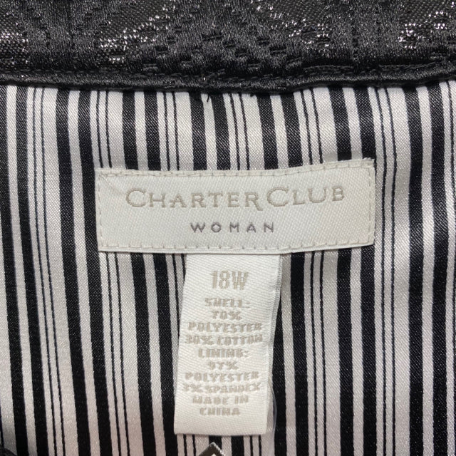 Charter Club Women's Size 2x-18W Black Pattern 3/4 Sleeve Jacket