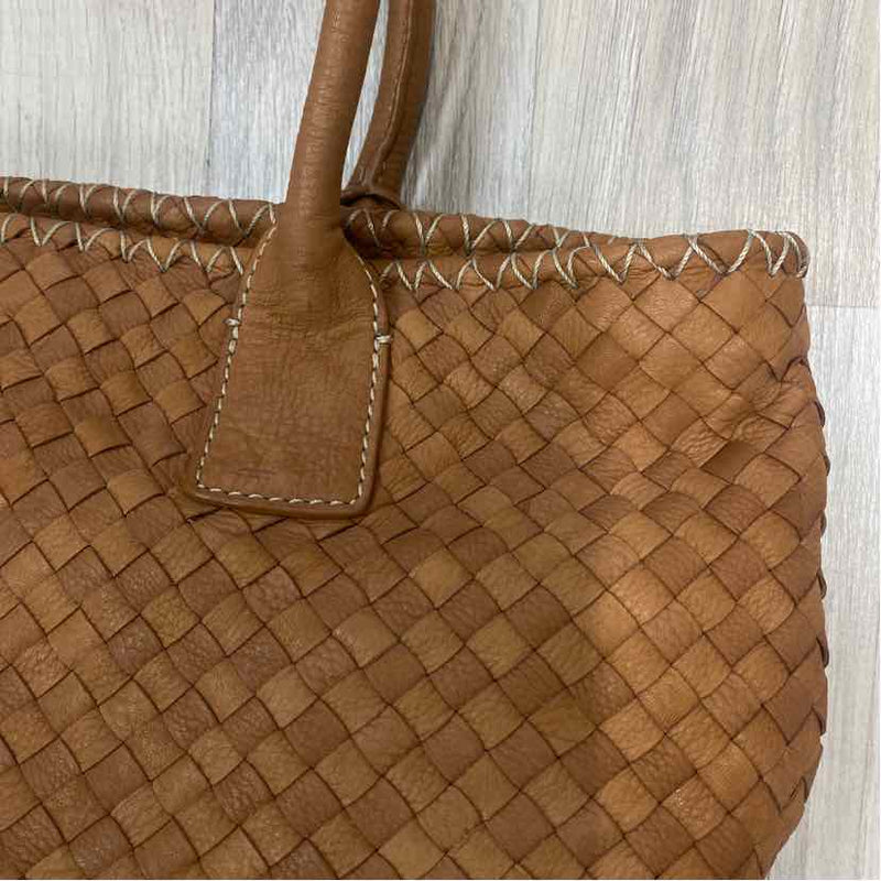 Fossil Brown Leather Woven Satchel Handbag
