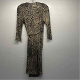 Trina Turk Size 6-S Women's Black-Beige Pattern Wrap Dress