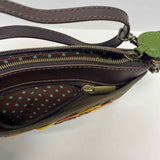 Chala Brown Faux Leather Patchwork Crossbody Handbag