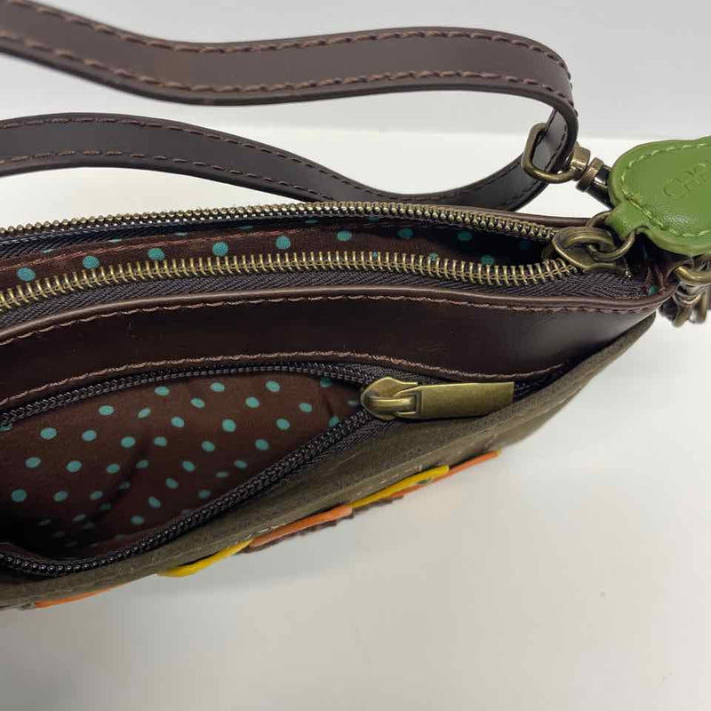 Chala Brown Faux Leather Patchwork Crossbody Handbag