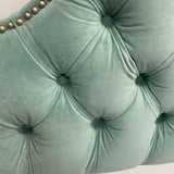 Full Size Aqua Fabric Studded Tufted Headboard