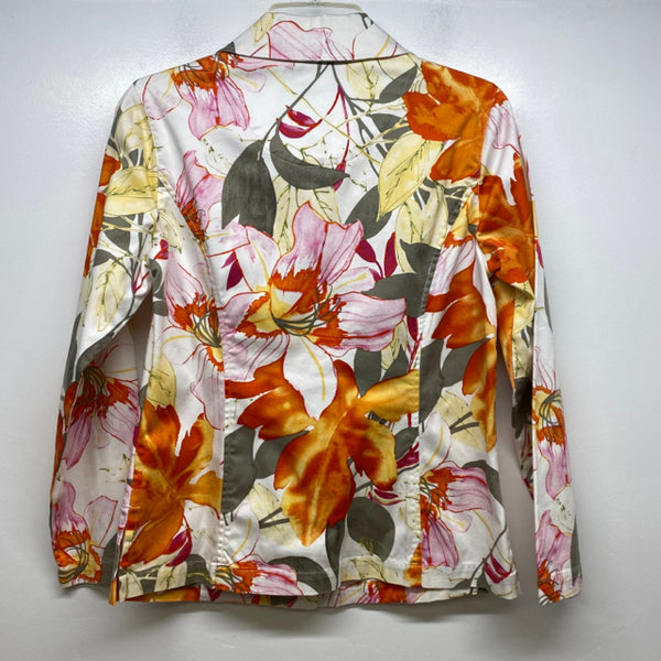 Additions by Chico's Women's Size 0-M White-Multicolor Floral Button Down Jacket