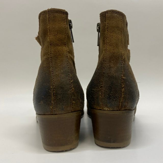 H London Size 38-7 Women's Brown Distressed Side Zip Booties