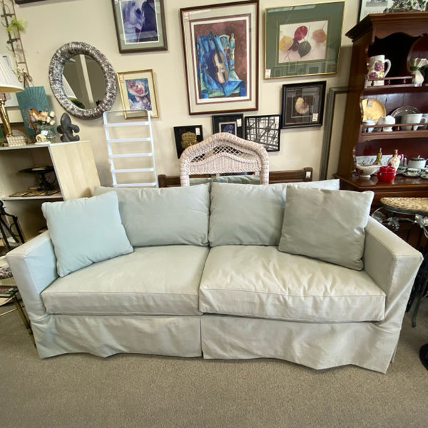 Crate and Barrel  Sofa with Green Slipcovered