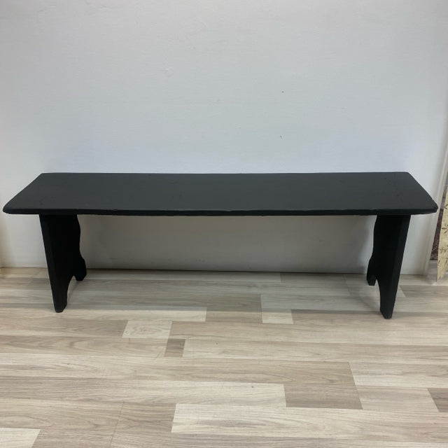 Hand Painted Antique Black Wood BencP