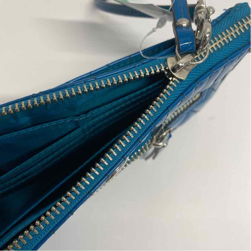 Coach Blue Patent Leather Quilted Wristlet