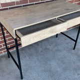 Light Brown Wood-Metal 2 Drawer Desk
