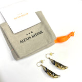 Alexis Bittar Stylized Leaf-Shaped Dangle with Metallic Gold Design  Earrings